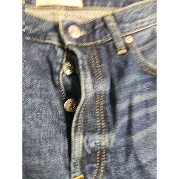 Everlane Size 30 The 90's Cheeky Button-fly Distressed Crop Ankle Jean Med Wash - Picture 4 of 8
